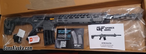 NEW G-Force Arms GF99 DLX 12 GA Shotgun Semi Auto Tactical Gray 5 Round Magazine Flip Up Sights