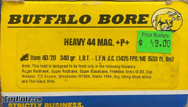 Buffalo Bore .44mag +P+ Ammo