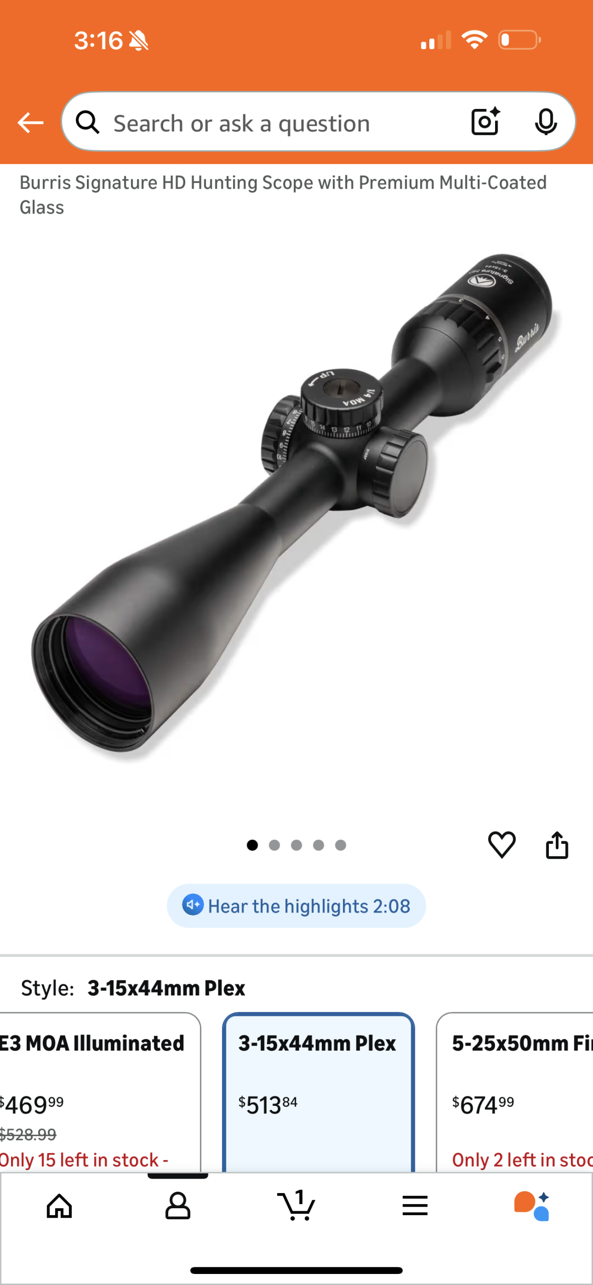 Burris Signature HD 3-15x Scope - Rifle Scopes for Sale in Alaska